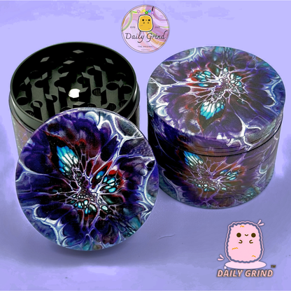 Oil Spill Web Slime Grunge - 50mm 4-Piece High Quality Metal Tobacco Herb Grinder Gift Idea