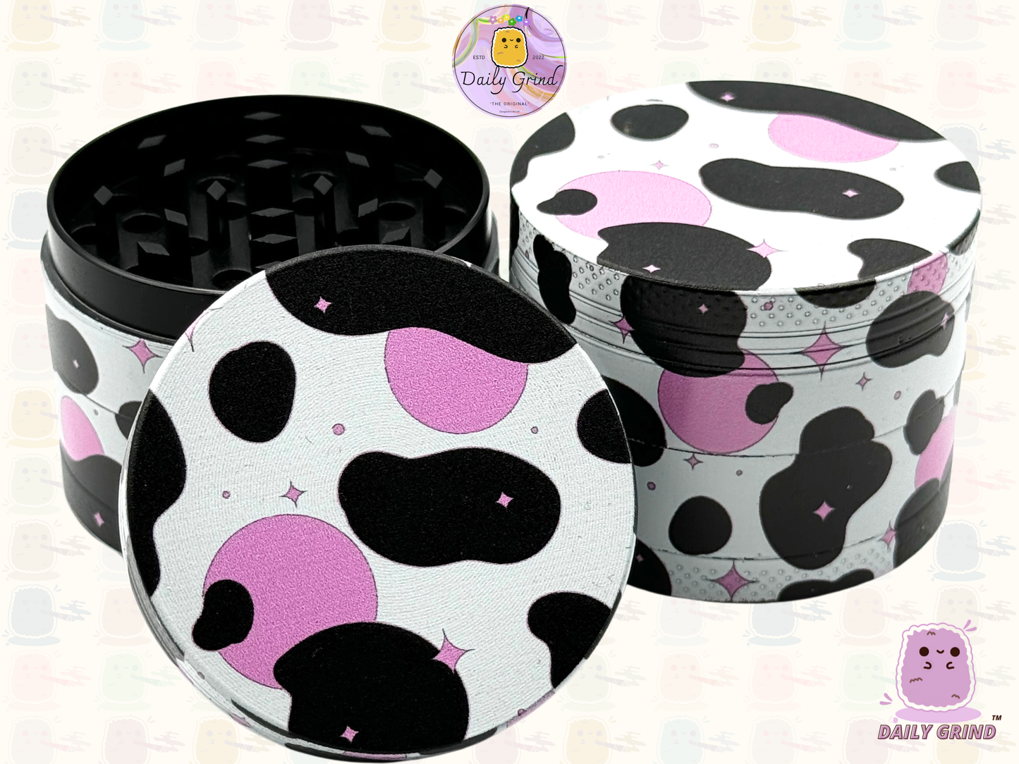 Motif Trippy coloré ondulé liquide Hallucination 50mm 4 pièces haute qualité personnalisé métal herbe broyeur cadeau 