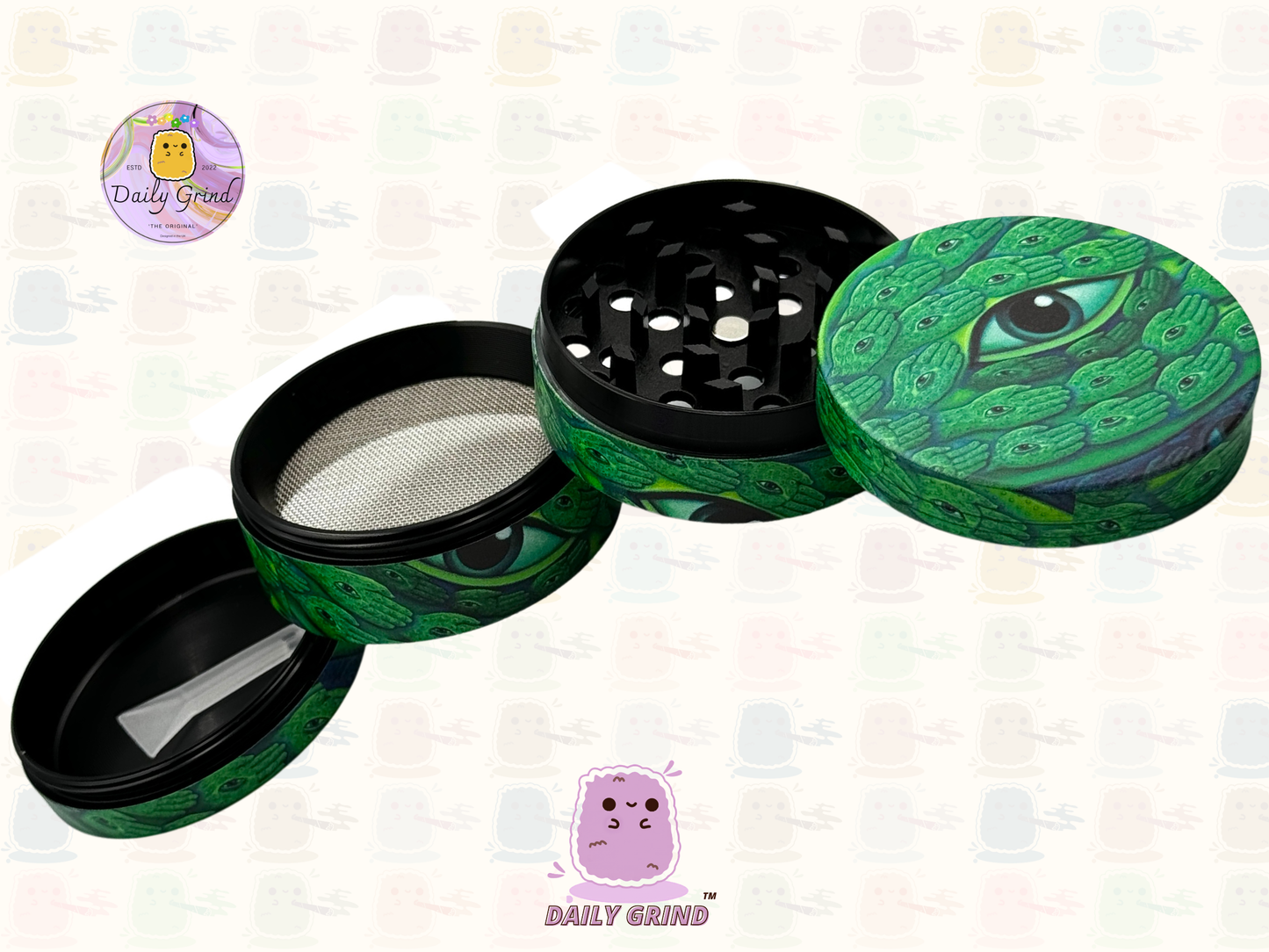 Motif Trippy coloré ondulé liquide Hallucination 50mm 4 pièces haute qualité personnalisé métal herbe broyeur cadeau 