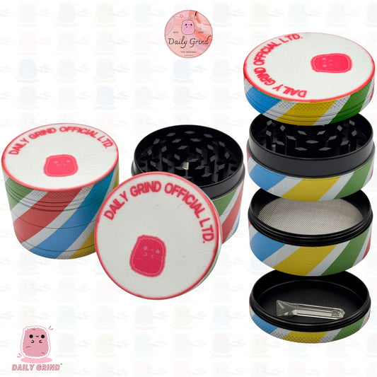Stick of Rock Seaside Beach Treat - 50mm Premium 4-Piece Custom Metal Tobacco Herb Grinder Cute Gift