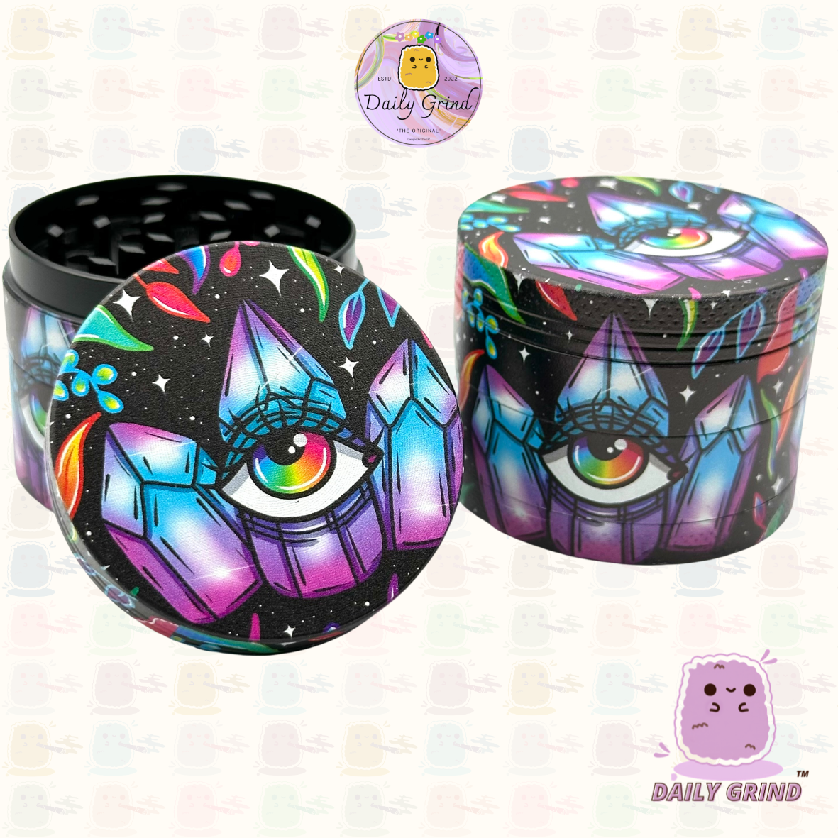 Crystal Eye Colourful - 50mm 4-Piece High Quality Custom Metal Tobacco Herb Grinder Gift Idea