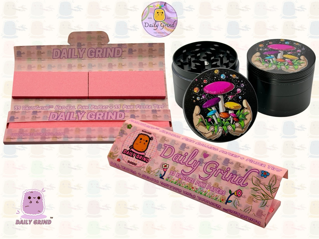 Setas forrajeras Hongos Manos Myco Design - 50 mm 4 piezas Regalo de molinillo de hierbas de metal personalizado de alta calidad 
