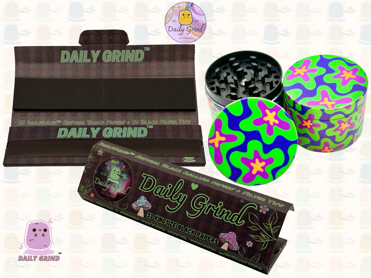 Colourful Cute 60's 70's Flower Power - 50mm 4-Piece High Quality Custom Metal Tobacco Herb Grinder Gift Idea
