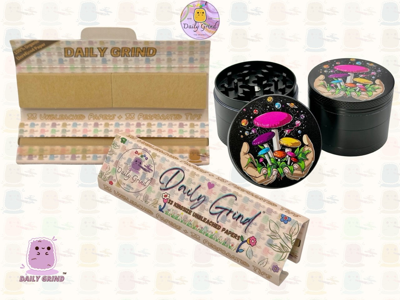 Setas forrajeras Hongos Manos Myco Design - 50 mm 4 piezas Regalo de molinillo de hierbas de metal personalizado de alta calidad 