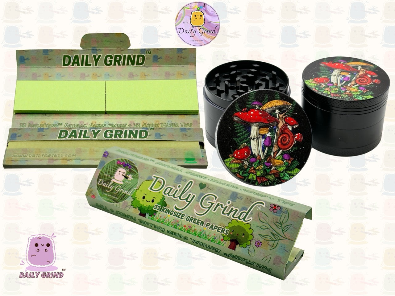Variétés de champignons et fougères de dessins animés mignons de 50mm, broyeur d'herbes en métal de haute qualité en 4 parties, cadeau