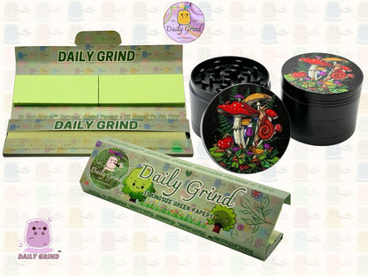 Variétés de champignons et fougères de dessins animés mignons de 50mm, broyeur d'herbes en métal de haute qualité en 4 parties, cadeau