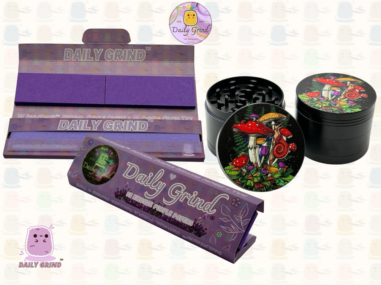 Variétés de champignons et fougères de dessins animés mignons de 50mm, broyeur d'herbes en métal de haute qualité en 4 parties, cadeau