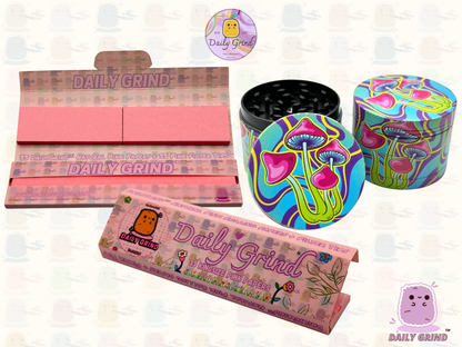 Neon Mushroom Trippy Tie Dye - 50mm 4-Piece High Quality Custom Metal Tobacco Herb Grinder Gift Idea