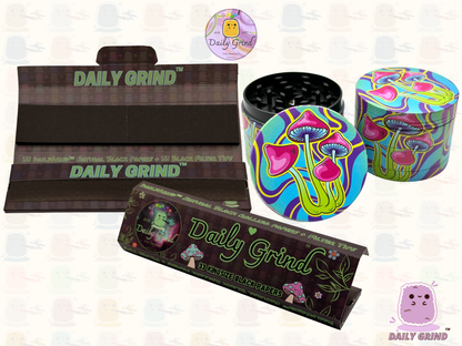 Neon Mushroom Trippy Tie Dye - 50mm 4-Piece High Quality Custom Metal Tobacco Herb Grinder Gift Idea
