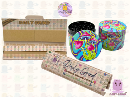 Neon Mushroom Trippy Tie Dye - 50mm 4-Piece High Quality Custom Metal Tobacco Herb Grinder Gift Idea