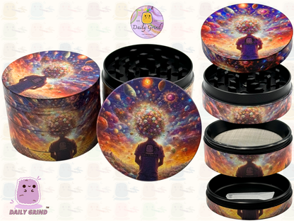 Motif Trippy coloré ondulé liquide Hallucination 50mm 4 pièces haute qualité personnalisé métal herbe broyeur cadeau 