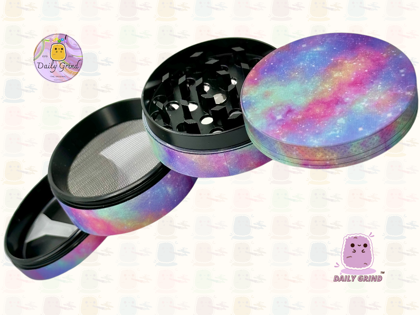 Voie lactée colorée galaxie mignonne 50mm 4 pièces cadeau de broyeur d'herbes en métal personnalisé de haute qualité 