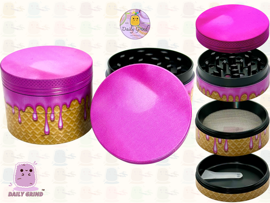 Cornet de crème glacée Cherry Bubblegum, Design rose mignon, 50mm, 4 pièces, broyeur d'herbes en métal personnalisé de haute qualité, cadeau 
