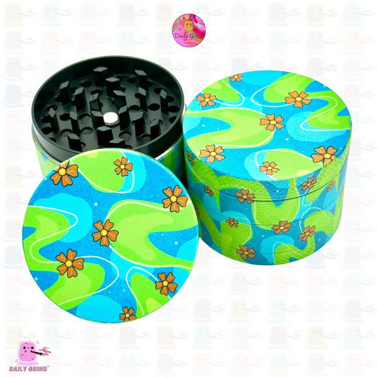 70’s Flower Power Groovy 60's Cute Peace Retro Nostalgia - 50mm 4-Piece High Quality Custom Metal Kitchen Herb Grinder Gift Idea