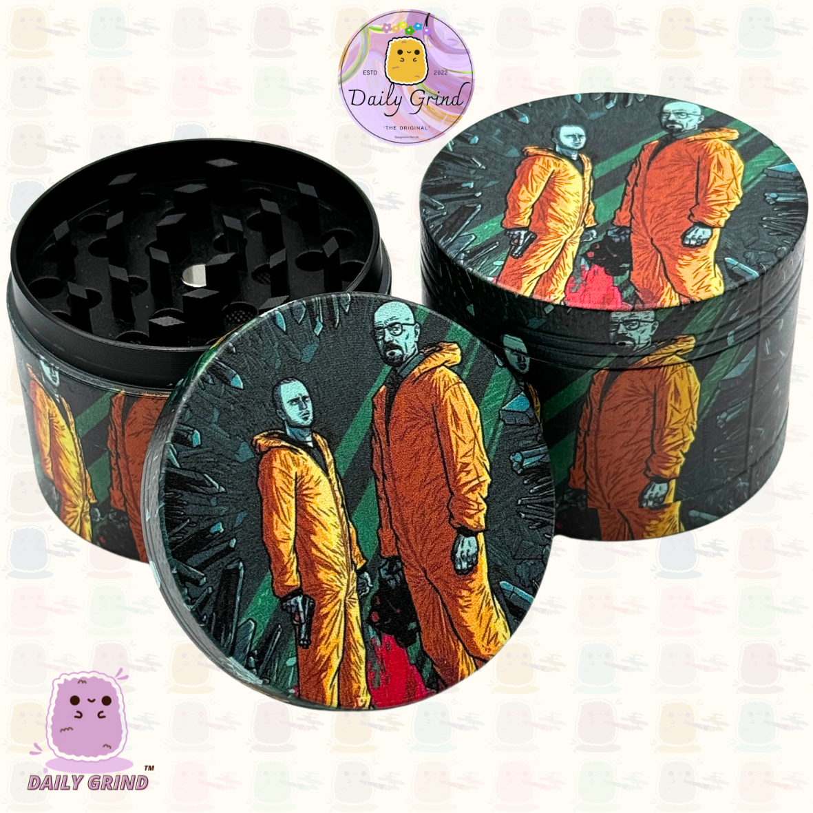 Motif Trippy coloré ondulé liquide Hallucination 50mm 4 pièces haute qualité personnalisé métal herbe broyeur cadeau 
