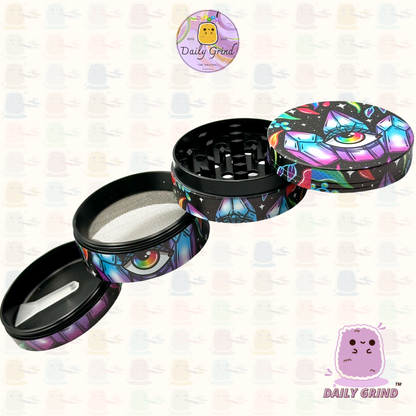 Crystal Eye Colourful - 50mm 4-Piece High Quality Custom Metal Tobacco Herb Grinder Gift Idea