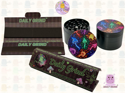 Neon Glowing Mushrooms - 50mm 4-Piece High Quality Metal Tobacco Herb Grinder Gift Idea