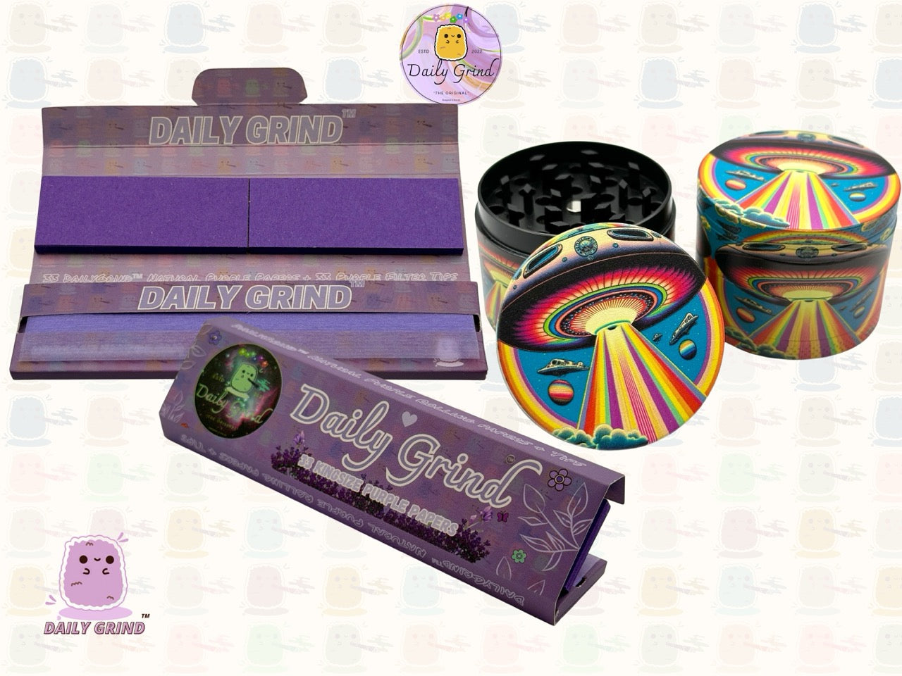 UFO Alien Ship Colourful - 50mm 4-Piece High Quality Custom Metal Tobacco Herb Grinder Gift Idea