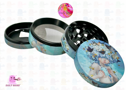 Cute Fairy Girl Spiritual Nature Cute Kawaii Art - 50mm 4-Piece High Quality Metal Kitchen Herb Grinder Gift Idea