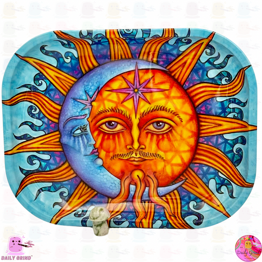 Cute Sun & Moon Astrology Art Beautiful Design - 14x18cm Metal Tray Surface for Bits and Pieces Jewellery Crystals Trinkets  Gift