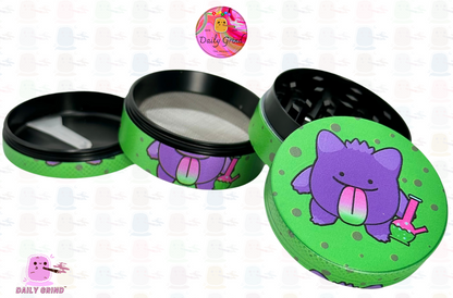 Cute Green Monster Best Friend - 50mm 4-Piece High Quality Custom Metal Kitchen Herb Grinder Gift Idea