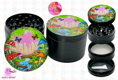 Cute Forest Woodland Mushrooms Butterflies - 50mm 4-Piece High Quality Metal Kitchen Herb Grinder Gift Idea