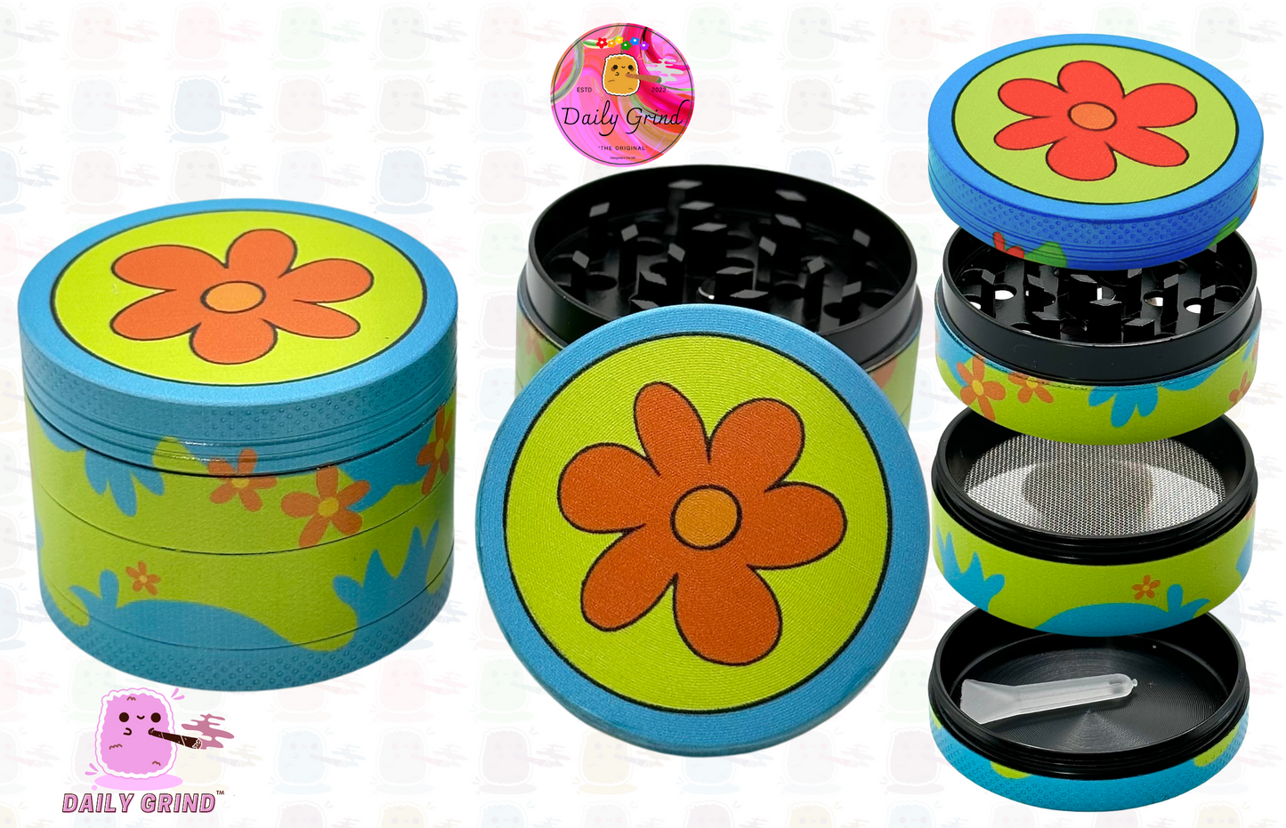 70’s Flower Power 60's Cute Peace Nostalgia - 50mm 4-Piece High Quality Custom Metal Kitchen Herb Grinder Gift Idea