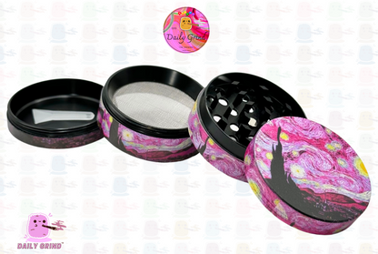 Pink Starry night Parody Classic Art - 50mm 4-Piece High Quality Metal Kitchen Herb Grinder Gift Idea