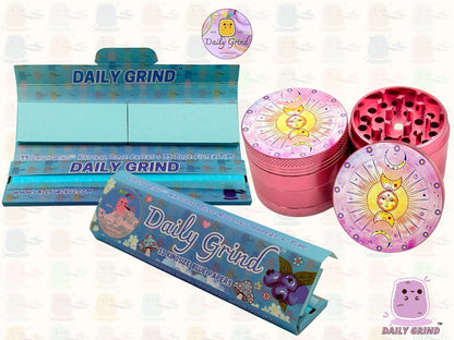 Sun & Moon Pink Aluminium Astrology - 50mm 4-Piece High Quality Custom Tobacco Herb Grinder Gift Idea