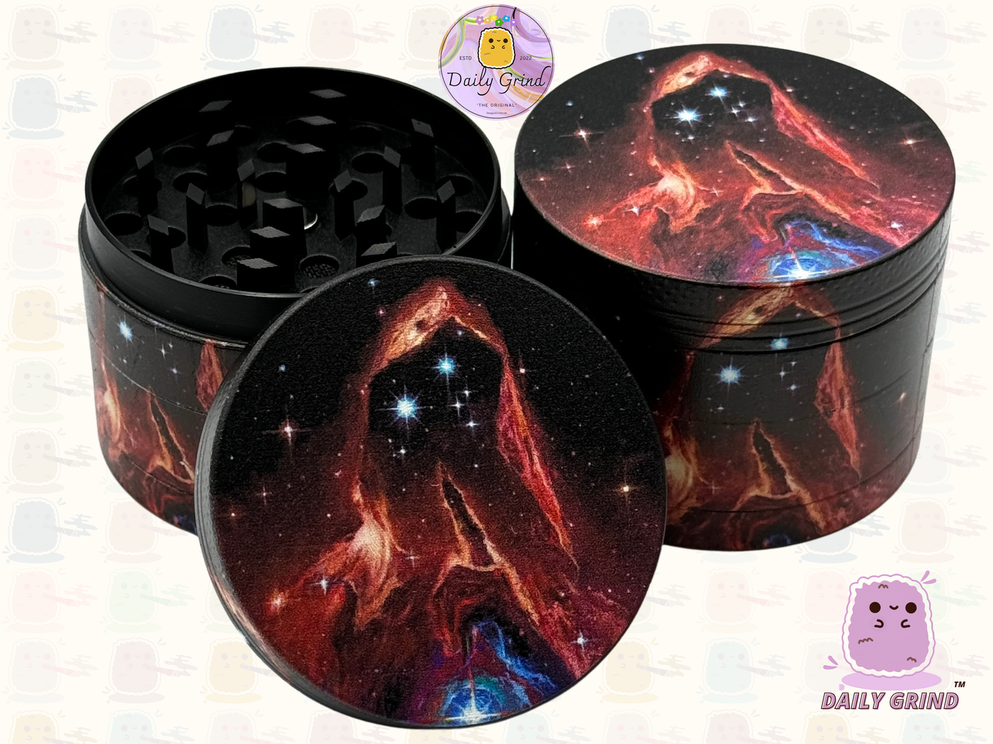 Motif Trippy coloré ondulé liquide Hallucination 50mm 4 pièces haute qualité personnalisé métal herbe broyeur cadeau 