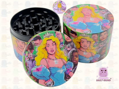 Motif Trippy coloré ondulé liquide Hallucination 50mm 4 pièces haute qualité personnalisé métal herbe broyeur cadeau 