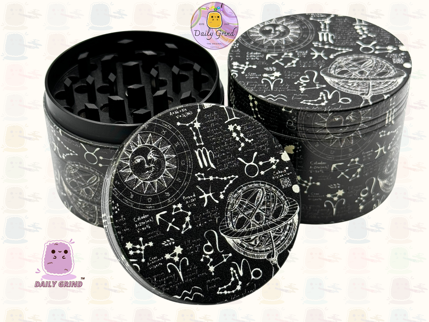 Motif Trippy coloré ondulé liquide Hallucination 50mm 4 pièces haute qualité personnalisé métal herbe broyeur cadeau 