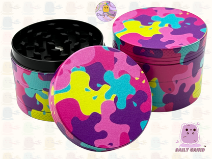 Motif Trippy coloré ondulé liquide Hallucination 50mm 4 pièces haute qualité personnalisé métal herbe broyeur cadeau 