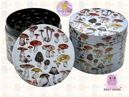 50mm vintage Botanique Champignon Graphique Champignon Hippie Design - Haute Qualité Personnalisé Métal Herb Grinder Cadeau 