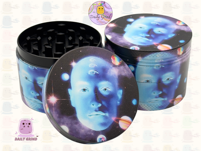 Blue Face In Space Esoteric - 50mm 4-Piece High Quality Custom Metal Tobacco Herb Grinder Gift Idea