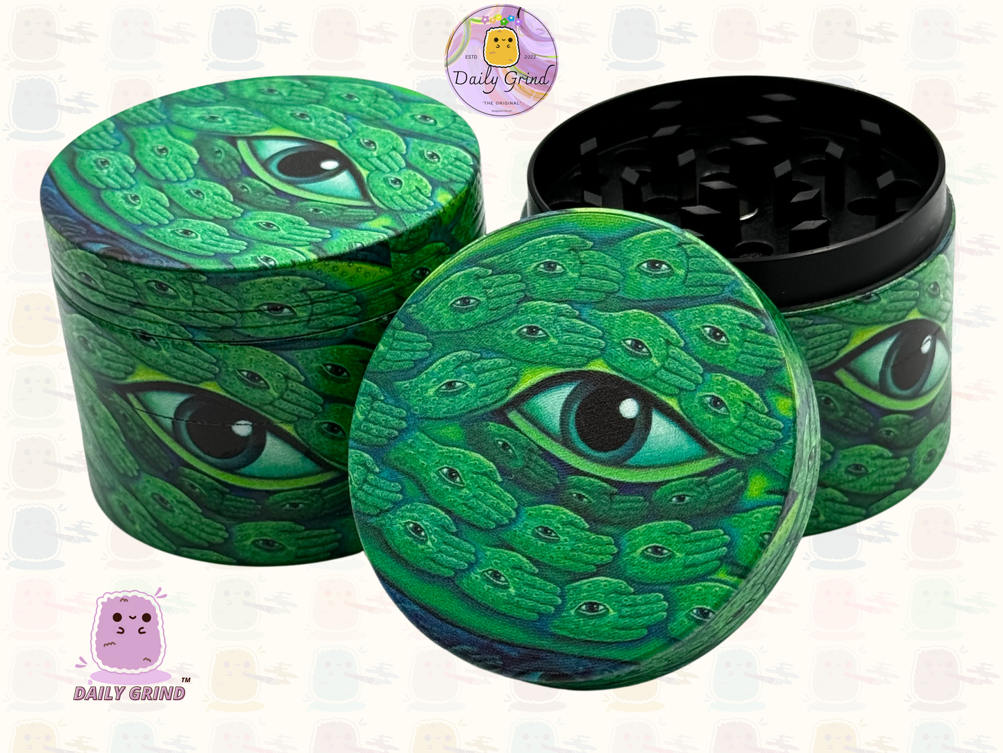 Motif Trippy coloré ondulé liquide Hallucination 50mm 4 pièces haute qualité personnalisé métal herbe broyeur cadeau 
