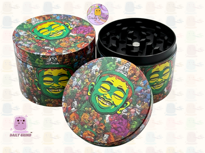 Motif Trippy coloré ondulé liquide Hallucination 50mm 4 pièces haute qualité personnalisé métal herbe broyeur cadeau 