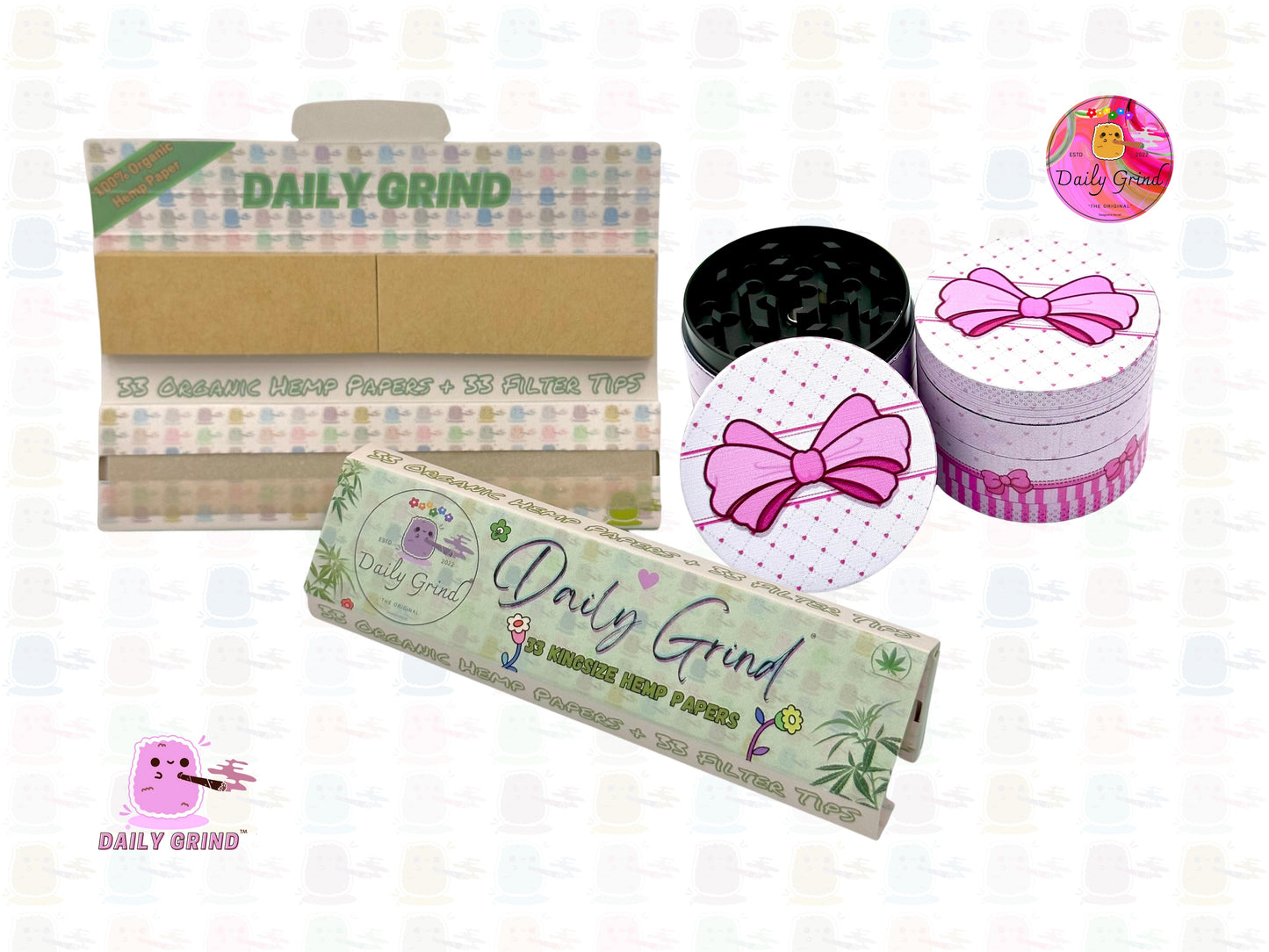 Cute  Box with a Pink Bow - 50mm 4-Piece High Quality Custom Metal Kitchen Herb Grinder Gift Idea