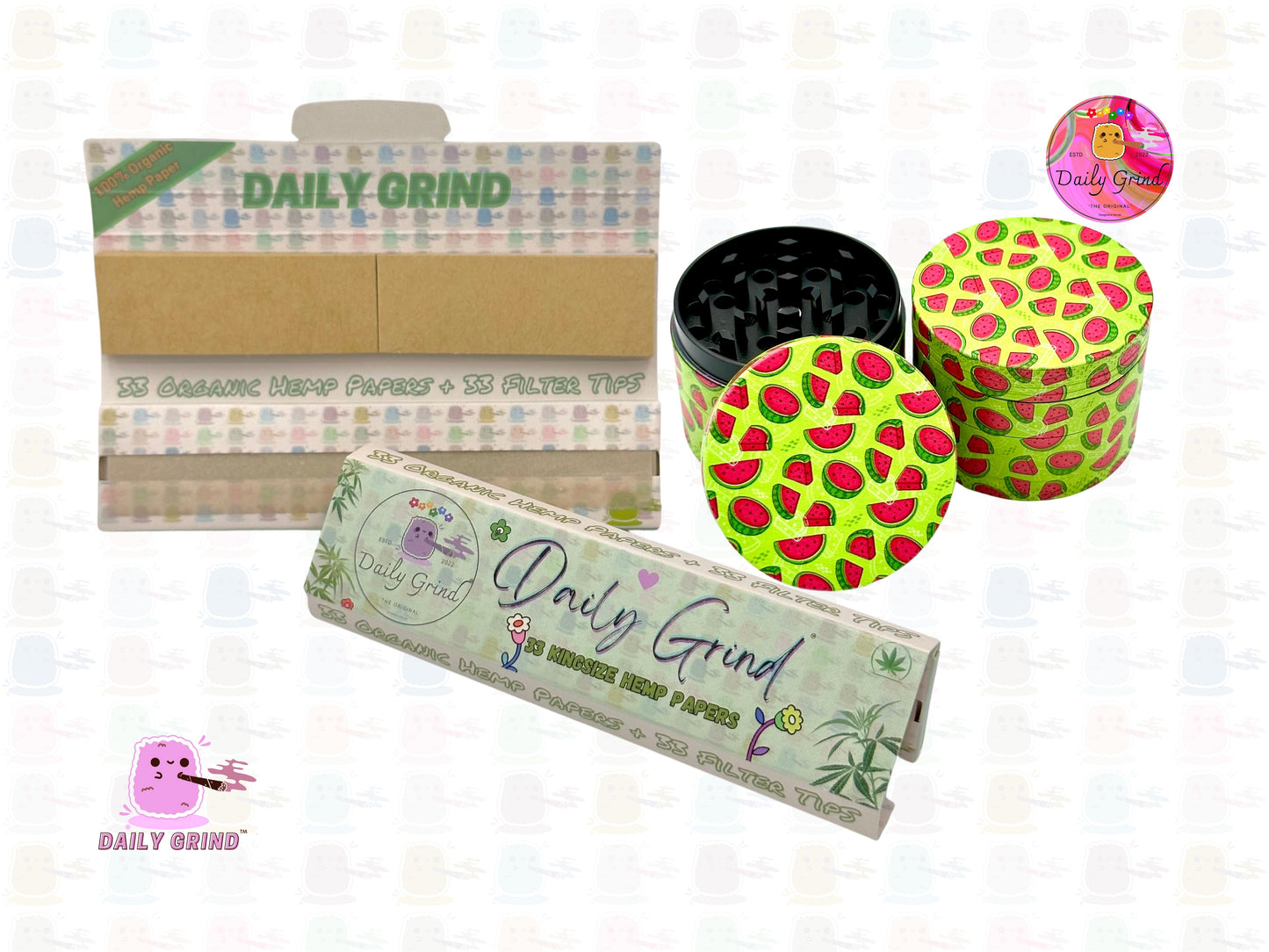 Cute Fruit Candy Watermelon Cartoon Design - 50mm 4-Piece High Quality Metal Kitchen Herb Grinder Gift Idea