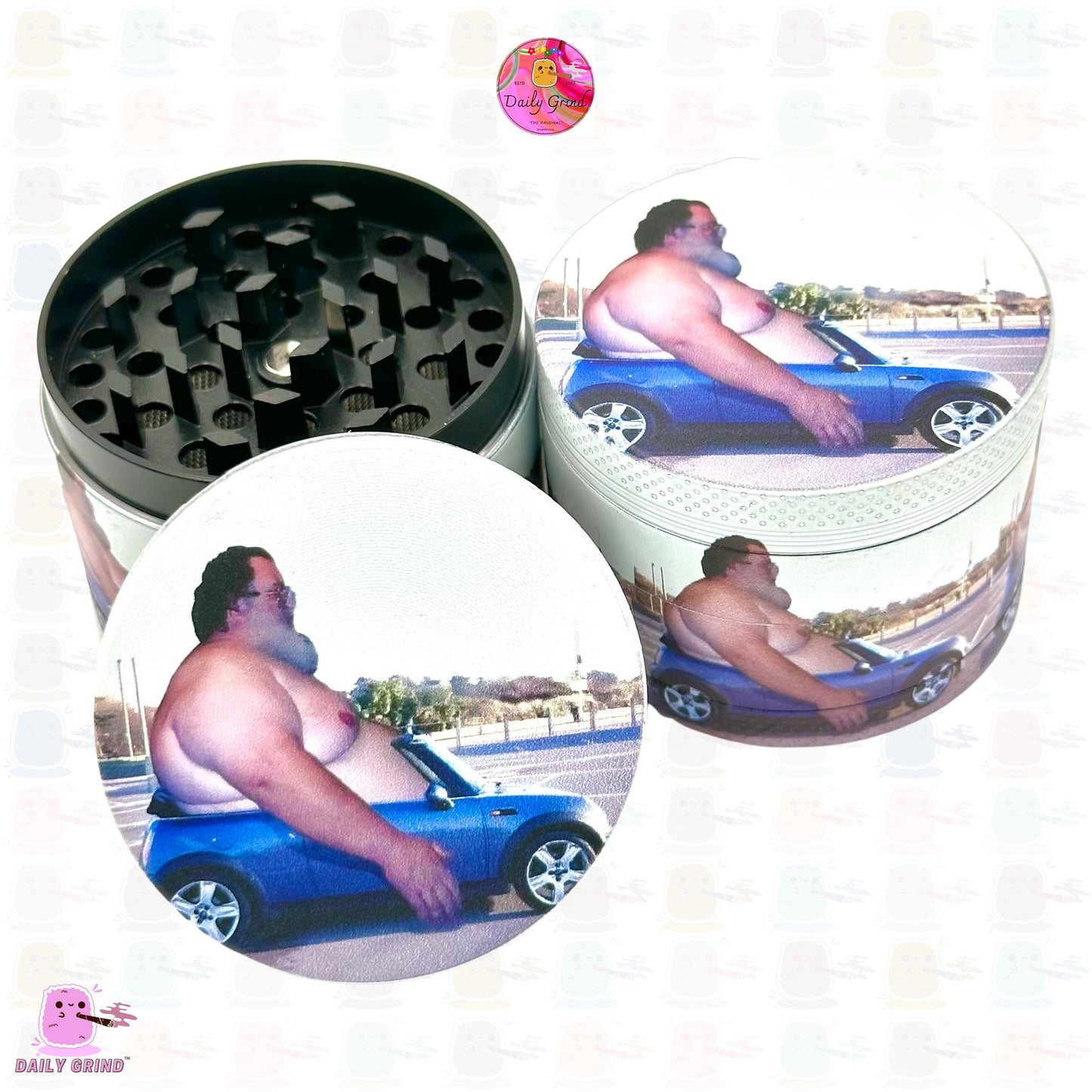 Dad Bod in a Drop Top Mini 50mm 4-Piece High Quality Custom Metal Kitchen Herb Grinder Gift Idea