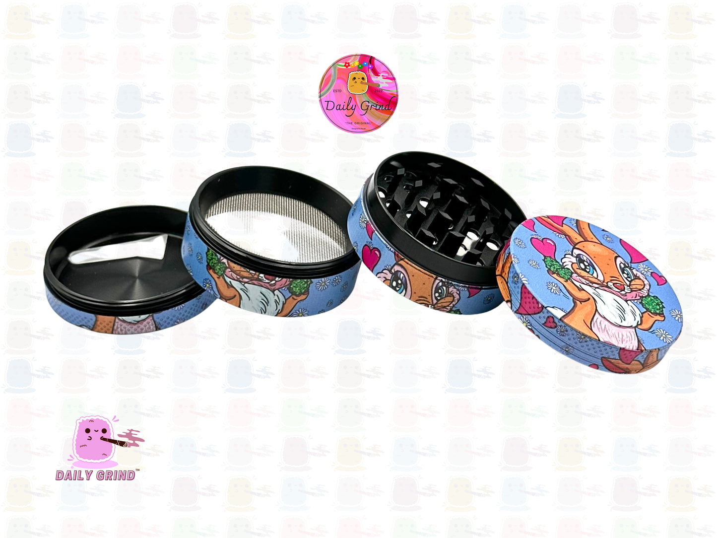 Love Heart Squirrel Romance Cute Nature Cartoon - 50mm 4-Piece Premium Custom Metal Kitchen Herb Grinder Cute Gift Idea