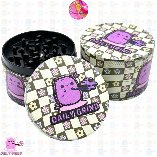 Daily Grind™ Official Logo - 63mm 4-Piece Premium Custom Metal Kitchen Herb Grinder Cute Gift Idea