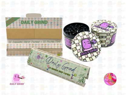 Daily Grind™ Official Logo - 63mm 4-Piece Premium Custom Metal Kitchen Herb Grinder Cute Gift Idea