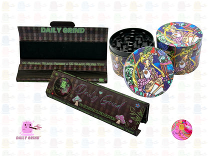 Cute Anime Parody Tattoo'd Baddie - 50mm 4-Piece Premium Custom Metal Kitchen Herb Grinder Cute Gift Idea