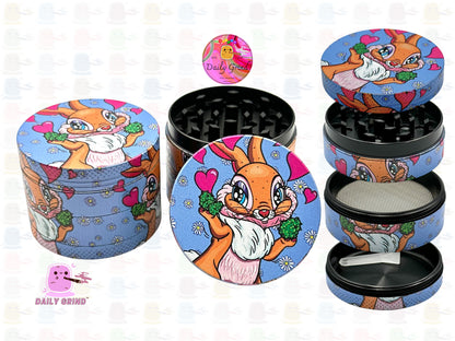 Love Heart Squirrel Romance Cute Nature Cartoon - 50mm 4-Piece Premium Custom Metal Kitchen Herb Grinder Cute Gift Idea