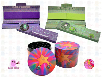 Happy Star Cute Colourful Tie Dye 50mm 4-Piece High Quality Custom Metal Kitchen Herb Grinder Gift Idea