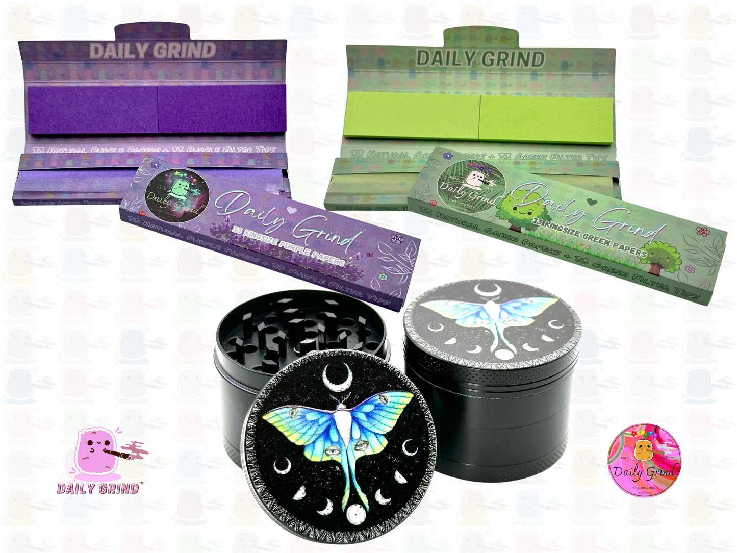 Beautiful Moth + Lunar Moon Cycles Beautiful Butterfly Spiritual Nature - 50mm 4-Piece High Quality Custom Metal Herb Grinder Gift Idea