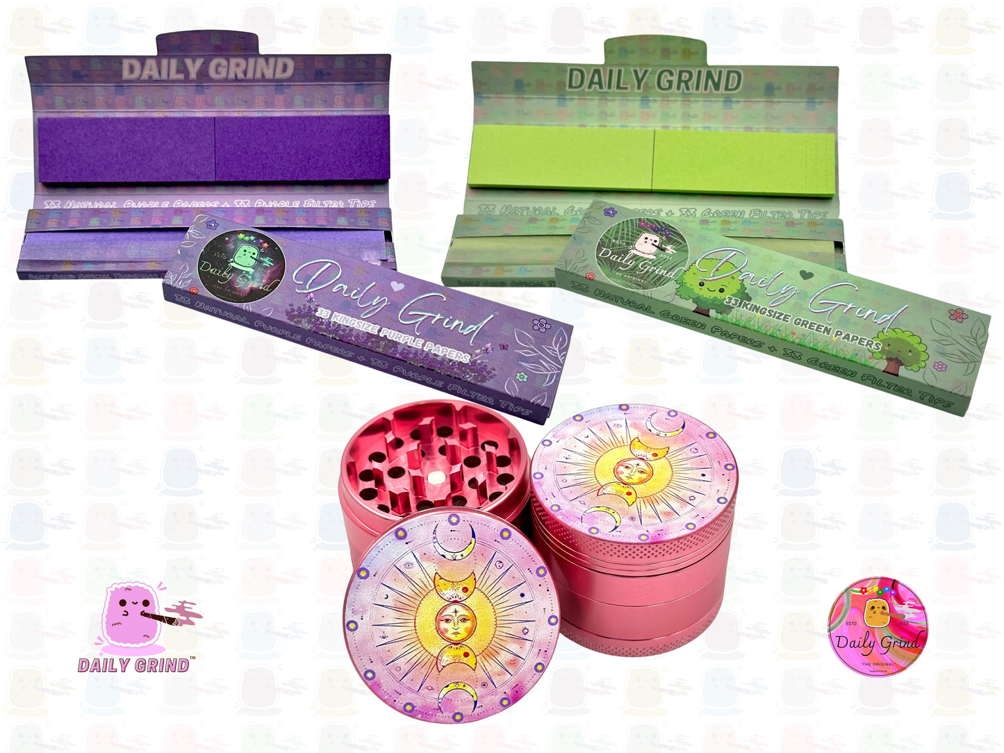 Sun+Moon Pink Aluminium Cute Astrology - 50mm 4-Piece High Quality Custom Kitchen Herb Grinder Gift Idea