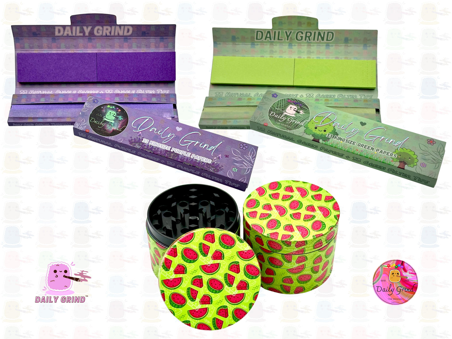 Cute Fruit Candy Watermelon Cartoon Design - 50mm 4-Piece High Quality Metal Kitchen Herb Grinder Gift Idea