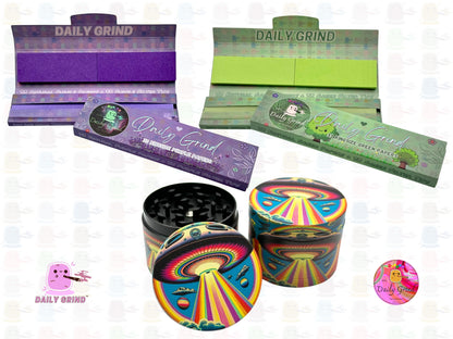 UFO Alien Ship Colourful - 50mm 4-Piece High Quality Custom Metal Kitchen Herb Grinder Gift Idea